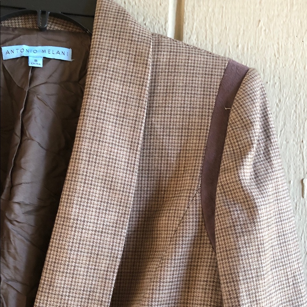 ANTONIO MELANI Brown Glen Plaid Women's Blazer & Pants Set - Picture 4 of 16
